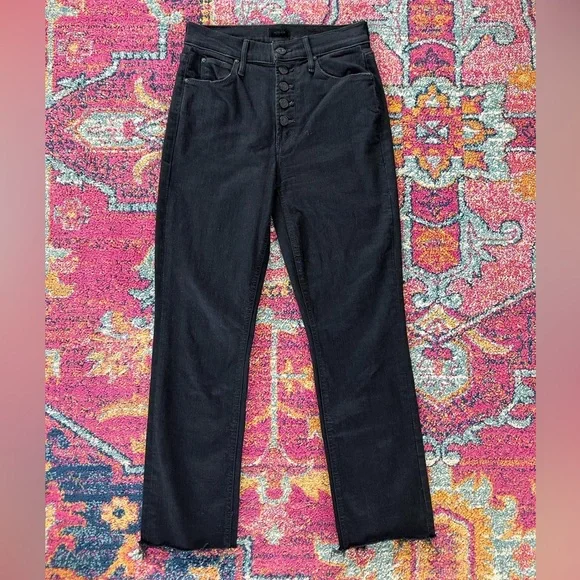 MOTHER | Women's Black The Pixie Dazzler Ankle Fray Jeans in not guilty, size 25 - Picture 4 of 16